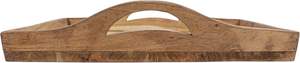 Plateaux rectangulaires en bois d'acacia avec poignées Ensemble naturel de 3 plateaux de support de pièce maîtresse Plateau ottoman de ferme pour la cuisine - Product Image 4
