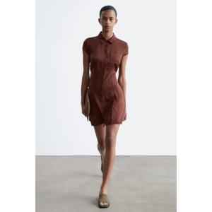 Robe chemise mini jacquard style vintage en spandex avec logo personnalisé, taille élastique, manches bouffantes, du XS au 6XL, idéale pour les fêtes de jour, les soirées formelles et les bals de printemps - Product Image 1