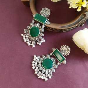 Fabricante indio, mayorista, joyería tradicional de alta calidad, conjunto de pendientes de tuerca de tono plateado oxidado de Metal, joyería para mujer - Product Image 2