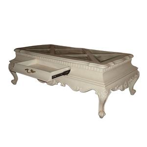 Mesa de Centro para Sala de Estar, Mesa de Té con Cajón, Tallada a Mano, Madera, Reproducción Antigua, Estilo Francés - Product Image 5