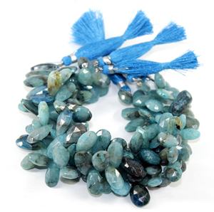 Cuentas en forma de pera facetadas de crisocola 12x7-18x9mm piedras Briolette de cristal azul para la fabricación de joyas cuentas sueltas - Product Image 3