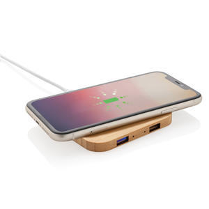 Stazione di ricarica Wireless di bambù personalizzata con porta USB - Product Image 2