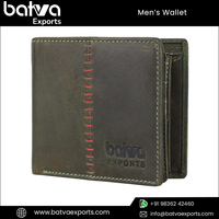 Dompet Lipat dua Vintage mewah terlaris pria, dompet gaya pendek ritsleting memblokir RFID kulit asli lapisan katun desain Bisnis