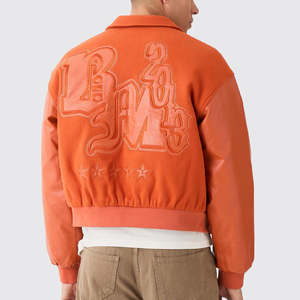 Chaqueta Universitaria Personalizada para Hombre, Estilo Letterman, con Cierre, Parches de Chenilla y Bordado, Mangas de Lana, Cuello Alto, Estilo Urbano - Product Image 4