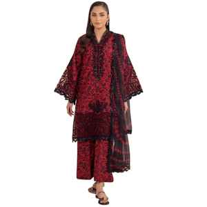 Vente en gros 100% lin femmes robes décontractées respirant brodé dentelle bouton fermeture éclair Pakistan motif solide conception bureau dame - Product Image 1