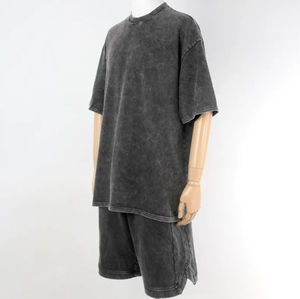 เสื้อยืดผ้าฝ้าย100% โอเวอร์ไซส์สำหรับชายและหญิงชุดสั้นระบายอากาศได้สองชิ้นสำหรับผู้ชาย-ลำลอง & สำหรับฤดูหนาว - Product Image 2