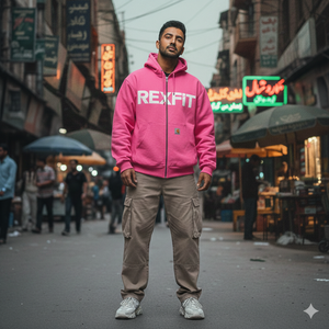 Sweat-shirt à capuche rose Rexfit zippé 100% coton, polaire premium, écologique, respirant, pour tenue formelle et usage quotidien - Product Image 5