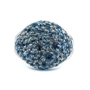 Bague en grappe de topaze bleue classique en or blanc massif 18 carats de haute qualité pour femmes personnalisée pour les cadeaux de mariage et de fête - Product Image 1