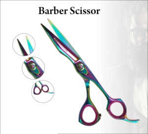 Ciseaux professionnels de coupe de cheveux de salon arc-en-ciel ciseaux de beauté pointus en acier inoxydable ciseaux amincissants droits émoussés en céramique - Product Image 2