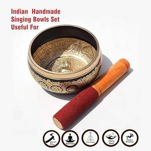 Bol chantant moderne en métal avec maillet en bois pour la méditation Bol chantant tibétain antique en métal japonais - Product Image 6
