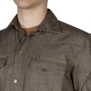 Chemise de travail en denim pour homme - FABRI Olive Melange - Product Image 6