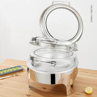 Réchaud alimentaire en acier inoxydable, équipement de buffet électrique de luxe pour hôtel, réchaud rond commercial pour restaurant