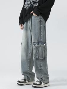 กางเกงยีนส์ทรงตรงสไตล์อเมริกัน แบรนด์ดัง ดีไซน์หลวม ระบายอากาศได้ดี มีกระเป๋าหลายช่อง เหมาะกับฤดูใบไม้ร่วง ลุคเท่ๆ สไตล์ลำลอง - Product Image 6