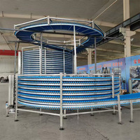Congélateur à spirale à double tambour 200 kg/h, tour de refroidissement, tunnel de refroidissement à convoyeur spiralé en acier inoxydable