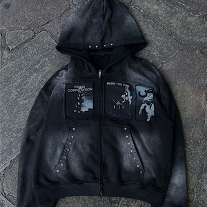 Sweat à capuche Streetwear pour hommes grande taille Sweats à capuche pour hommes Acid Wash Sweat à capuche surdimensionné pour hommes - Product Image 1