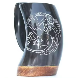 Jarl Design Polished Natural Viking Drinking Horn <b>Mug</b> Most Popular Exotic Indian Art <b>Christmas</b> Gifts Religious Animal Craft - Product Image 1