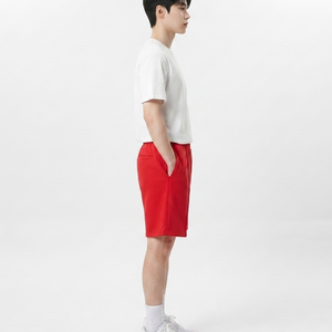 Men's Breathable Cotton T <b>Shirt</b> Shorts Red Elastic Waist Side <b>Pockets</b> Summer Lightweight Solid Color Regular Fit Short Tracksuit - Product Image 4
