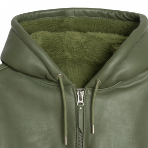 Chaqueta Bomber con Capucha, Forro Polar, 100% Algodón, Verde, Talla Grande, Personalizada, de Lujo, para Hombre, Primavera, Impermeable, Ecológica - Product Image 3
