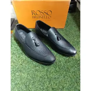 Nero lucido scarpe formali da uomo alla rinfusa prezzo di produzione all'ingrosso di qualità di vendita calda vera pelle scarpe resistente all'acqua