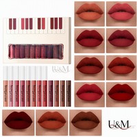 Ensemble de rouge à lèvres liquide mat anti-adhésif, gloss à lèvres, 12 couleurs, imperméable, longue tenue, maquillage en gros