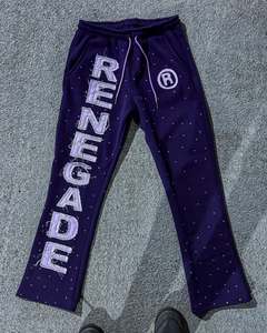 Survêtements pour hommes, coupe ample, style streetwear, avec strass, en polaire, à capuche, entièrement brodés, respirants, streetwear OEM - Product Image 3