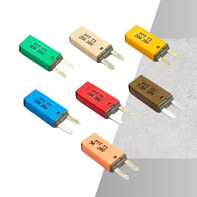 Parts PTT Automotive Mini Blade Fuse Circuit Breaker T3 5A-30A Manual Reset Plastic 10kA Breaking Capacity for Car Truck Marine