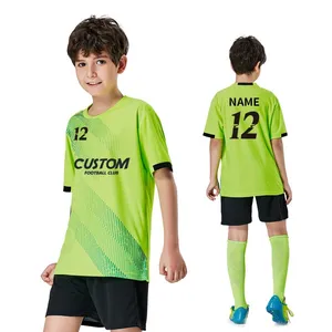 Custom Hot Koop Jongens Voetbal Jerseys Goedkope Kinderen Voetbalshirts Groen En Wit Voetbal Training Uniform Sets Voor Kids