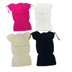 Bonnets d'extérieur personnalisés de haute qualité Fabricant de bonnets chauds Crâne Pêcheur Hiver Jacquard Mohair Bonnet en fourrure sans manchette à revers - Product Image 2