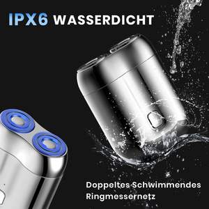 Mini rasoir électrique portable argenté, étanche IPX7, rasoir rotatif à double lame avec fonction de nettoyage en profondeur, rasoir USB - Product Image 5