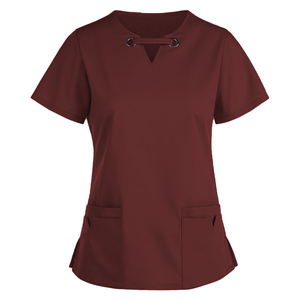 Ventes directes d'usine femmes uniforme col en V haut infirmière Logo personnalisé tailles hôpital médical clinique laboratoire vente en gros ensemble de gommage - Product Image 5