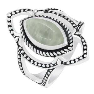 แหวนหมั้นอินเทรนด์เป็น925เงินแท้สีเขียวพลอยสีเขียวชุบโรเดียมทำด้วยมือ - Product Image 1