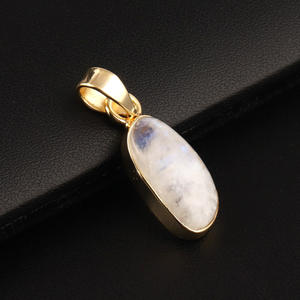Pierre de lune bleue véritable, plaqué or 24k, pendentif simple, connecteur mignon, forme fantaisie, fabrication de bijoux, connecteur, breloques, cadeau - Product Image 2