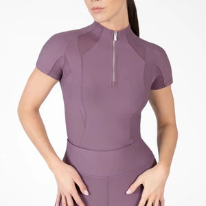 Camiseta de Equitación Ligera de Manga Corta para Mujer, Atlética, Transpirable, de Tela Elástica, Capa Base para Montar a Caballo, OEM - Product Image 1