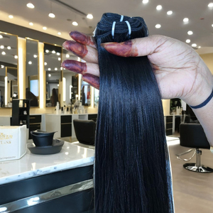 Mèches Remy soyeuses et droites à 100% de meilleure qualité, avec cuticule alignée, extensions de cheveux humains vierges au temple indien - Product Image 1