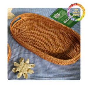 Bandeja ecológica de ratán con asas | Fabricada por artesanos vietnamitas | Material duradero y natural - Product Image 4