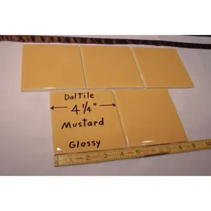 Daltile Lot de 5 carreaux de céramique jaune moutarde-or 4-1/4 \ "brillant européen pour chambre à coucher salon nouveau stock pour usage intérieur - Product Image 1