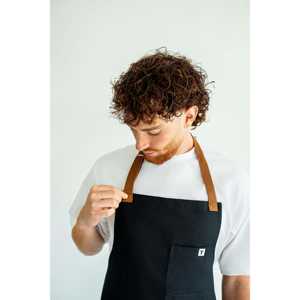 Tablier de barista noir en toile à bretelles croisées pour cafés et restaurants, idéal pour les fêtes de Noël, style Black Coffee Garden - Product Image 6