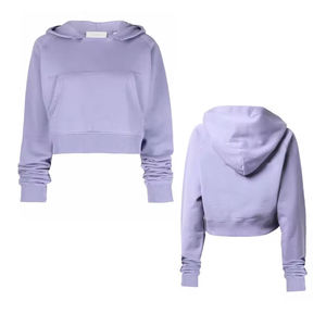 OEM Customizable Yoga Sports Workout <b>Hoodie</b> for Women Washed Zip-up Winter Cropped Short Style <b>Summer</b> Spring 100% Cotton - Product Image 1