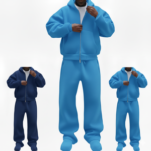 Conjunto Deportivo Unisex Estilo Hip Hop, Sudadera Holgada de Felpa y Pantalones Deportivos con Cremallera, Chaqueta con Capucha, Conjuntos Deportivos Personalizados - Product Image 3