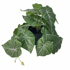 Wholesale Artificial Plant Real Touch 29CM 22Clusters Artificial Taro Leaves With Potted For Plant Wall Window Layout Decoration