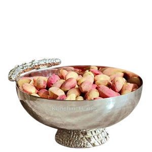 Avec Couvercle Forme Ronde Bol Design Aluminium Plaqué Or Métal Ustensiles de Cuisine Table à Manger Céramique Bol Japonais - Product Image 4
