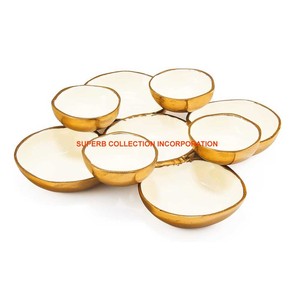 Bol de service en acier rond en métal avec bol de service en argent blanc avec finition haut de gamme - Product Image 2