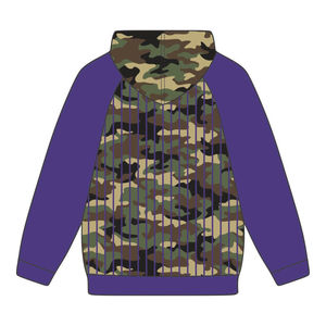 Sweat à capuche Omega Fraternity à rayures, camouflage avec manches raglan violettes, logo en chenille, Divine Nine, année de fondation 19XX - Product Image 3