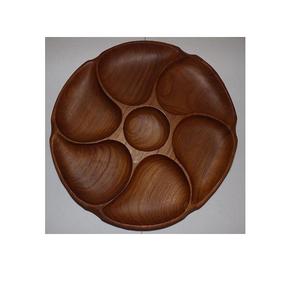 Forme unique ronde avec côté séparé Plateau de table décoratif de haute qualité en bois d'acacia - Product Image 6