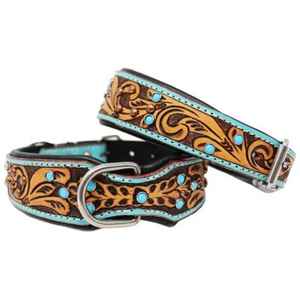 Collar de perro de cuero tallado a mano de calidad increíble con acolchado suave elegante cómodo - Product Image 1