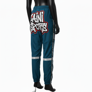 Pantalones Cortavientos para Mujer, Tacto Suave, Tejido de Nailon, Paneles Verde Azulado, Tiras Reflectantes, Logotipo Personalizado Bordado - Product Image 5