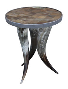 Table d'appoint artisanale en incrustation d'os Décoration de la maison Vaisselle en métal - Product Image 3