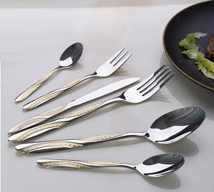 Vajilla de lujo de acero inoxidable para restaurante, cuchara y tenedor, Sombra Negra, diseño creativo, juego de cubiertos con mango - Product Image 3