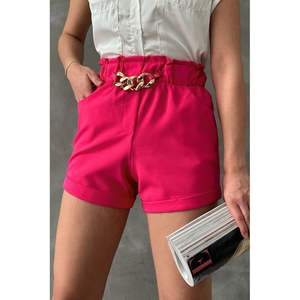 Topshow Women's Fuchsia Belt Shorts with <b>Ringed</b> Pockets Wholesale Fashion Accessory - Product Image 5