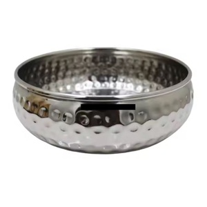 Bol de restauration en chocolat doré moderne avec support en métal poli martelé - Product Image 3